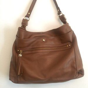 Tre Vero Kognac Leather Purse with Tassel Zip